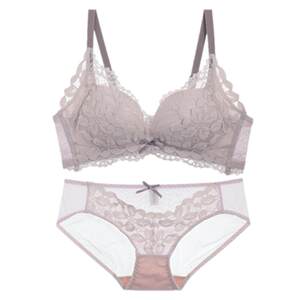 Small chest gathering underwear for women in autumn and winter, adjustable collection and side breasts, bra without steel ring, flat chest, special lace bra set