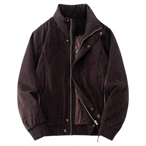 
90 duck down two-color coarse woven fermented denim down jacket men's 2026 winter new thickened warm work jacket