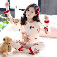 Демисезонная осенняя пижама, детский мультяшный хлопковый комплект для принцессы, коллекция 2023, длинный рукав, круглый воротник