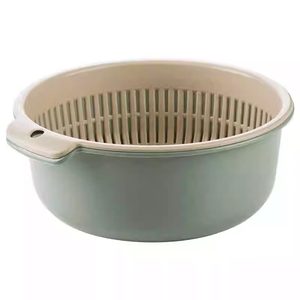 Large double-layer drain basket vegetable basin plus plastic household kitchen vegetable basket fruit bowl fruit plate