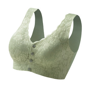 Mom's Underwear, Women's Front Button Bra, Steel Ring Free Tank Top style Bra, Middle aged and Elderly Women's Traceless Large Size, Summer Thin Style