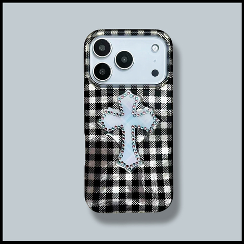 Plaid & Rhinestone For Girls – Pro/Plus/Max/Air – 17, 16, 15, 14, 13 iPhone Case