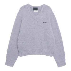 
[In stock] theBarnnet shell new Korean designer soft glutinous taro purple V-neck long-sleeved sweater