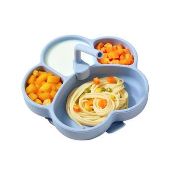 Baby dinner plate integrated compartmented baby silicone bowl