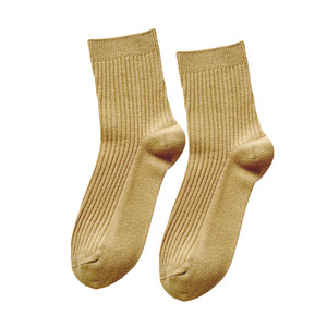 
Autumn and winter socks, women's pure cotton mid-calf socks, sweat-absorbent, breathable, deodorant double-needle cotton socks, thickened, warm, solid color women's socks