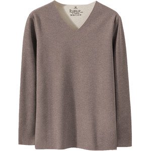 
Heavyweight thermal underwear for men in winter wool mulberry silk double-sided velvet V-neck long-sleeved T-shirt seamless bottoming autumn clothes