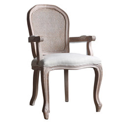 Retro rattan dining chair solid wood light french style cafe
