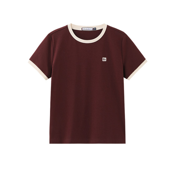 
ELLE ACTIVE Women's T-shirt Sports Slim Top Summer Short Contrast Color Round Neck Comfortable Breathable Short Sleeve