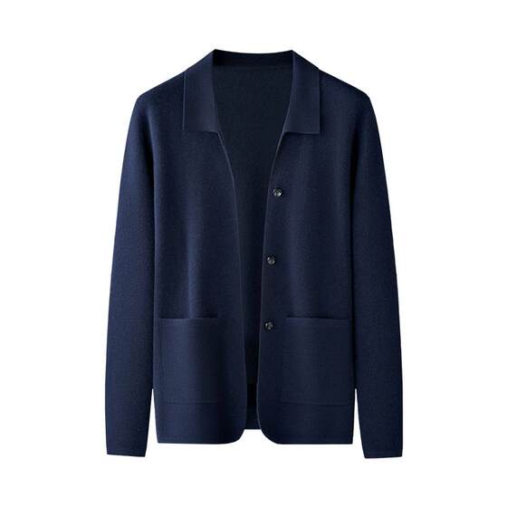 
Thickened worsted 100% pure cashmere sweater suit men's autumn and winter knitted top lapel cardigan sweater suit jacket