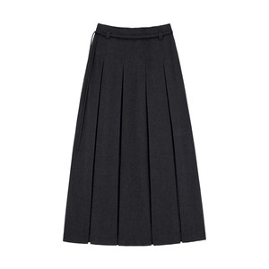 Misaz fabric texture is superb! Winter thickened classic lace -up pleated long skirt is heavy ~
