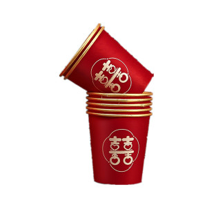 Wedding paper cup disposable cup wedding supplies Daquan wedding engagement home wedding banquet red thickened water cup
