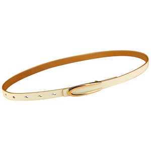 Belt female leather head layer cowhide white simple and wild casual fashion belt thin Korean decorative skirt belt