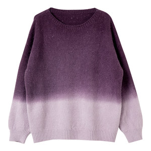 
Boucherie Round Neck Bright Silk Gradient Sweater 2026 Spring Korean Style Western Style Age-Reducing Versatile Temperament Knitted Women's Wear