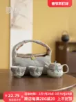 bình ủ trà Vật Có Màu Xám Vẽ Tay Hoa Tử Đằng Kung Fu Bộ Trà Ấm Trà Ấm Trà Nhà Kết Hợp Du Lịch Bộ Trà Túi Vải Một Nồi hai Ly chén uống trà