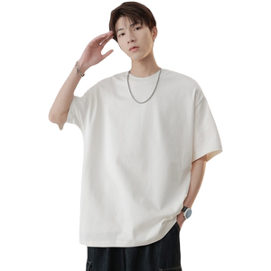 
Heavy 230g short-sleeved T-shirt for men in summer new American retro trendy solid color ice-feel cotton T-shirt top clothes