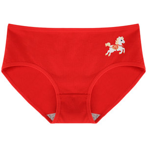 
Langsha zodiac year red underwear women's mid-waist pure cotton Year of the Horse New Year gift red socks autumn and winter triangle shorts