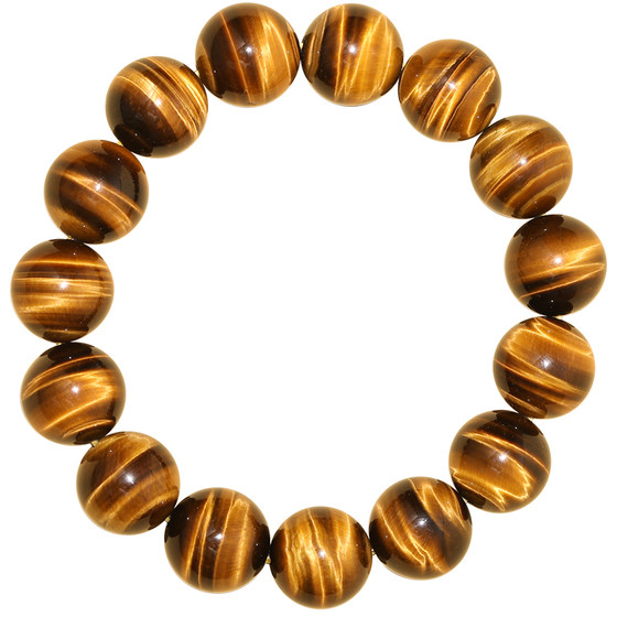 9A natural yellow tiger eye stone bracelet lightning pattern South African gold tiger eye bracelet men and women couple round beads to attract wealth