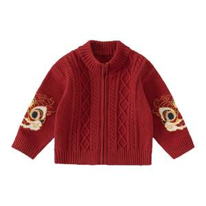 
Beibei City Boys Sweater Winter Wear 2025 New Baby Boy Thickened Sweater Children's Red New Year's Eve Top