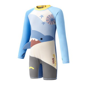
KK tree children's swimsuit split long-sleeved shorts baby one-piece swimsuit boys and girls sun protection seaside beach new style