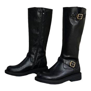 Bestou winter new buckle plus velvet thick sole knight boots small tall boots women's long boots W0819DG4