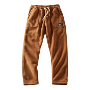 
New retro fleece thickened imitation lamb velvet men's couple's couple's windproof plus velvet warm casual trousers