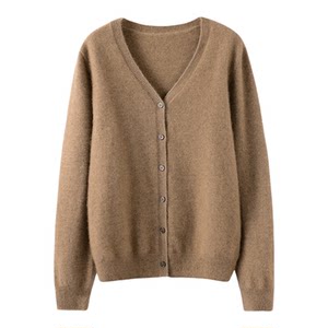 
2025 new autumn and winter 100% pure cashmere cardigan jacket for women loose solid color sweater tops for women