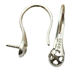 
Guansheng 925 sterling silver ear hook pearl round beads empty support semi-finished handmade jewelry diy accessories ear hook not inlaid