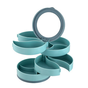 Rotating earrings Hear jewelry box Multi -layer earrings storage box Little exquisite earrings necklace jewelry shelf with mirror dust box