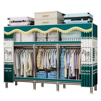 
Simple wardrobe, household bedroom, durable, rental house, cloth wardrobe, all steel frame, steel pipe thickened, thickened, reinforced