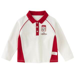 
David Bella children's long-sleeved T-shirt 2026 spring new boys' sports and leisure contrast tops POLO shirt