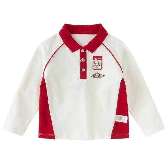 
David Bella children's long-sleeved T-shirt 2026 spring new boys' sports and leisure contrast tops POLO shirt