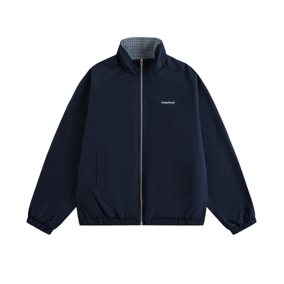 
NEVERNEED reversible lapel jacket for men and women spring American cleanfit trendy brand embroidered top