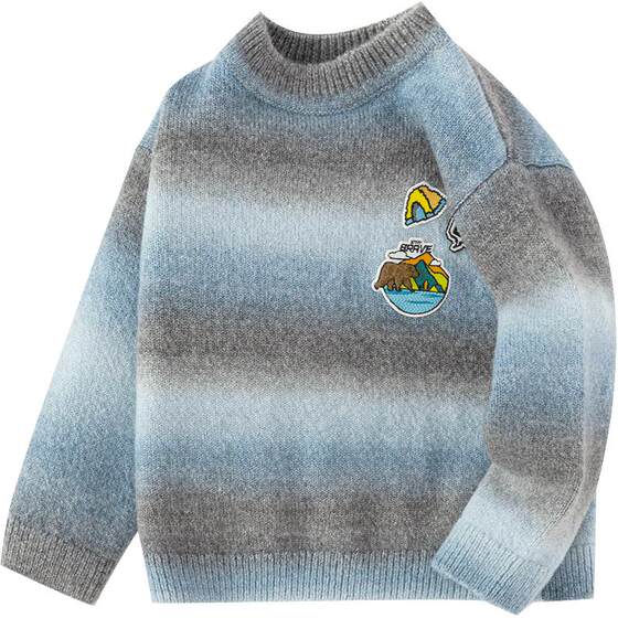 
Balabala children's sweater for children's sweater for boys in autumn and winter new gradient striped sweater fashionable cute top