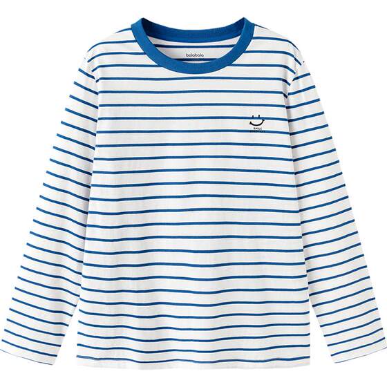 
Balabala children's long-sleeved T-shirt boys and girls pure cotton tops spring and autumn children's clothing baby striped bottoming shirt
