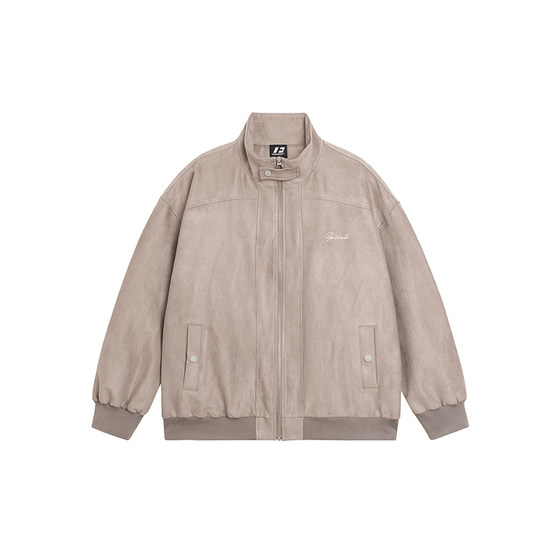 
Zhou Shen's same style FORNINES retro suede stand collar jacket men's and women's trendy brand jacket spring and autumn American style jacket