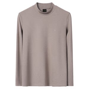 
Spring and autumn simple casual style men's half turtleneck long-sleeved T-shirt warm velvet bottoming shirt 2025 new men's clothing