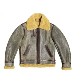 
Old light brown leather surface + creamy hair! Sheepskin and fur integrated genuine leather leather jacket for men B6 warm and cold flight suit