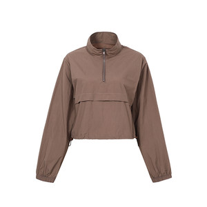 
annerun half zipper stand collar cycling suit women's long-sleeved sun protection yoga suit sports fitness suit thin jacket