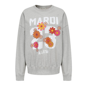 
MardiMercredi round neck pullover hooded sweatshirt with daisy and lily emblem embroidered top for men and women