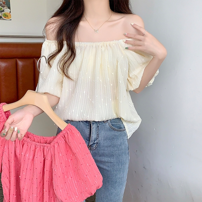 taobao agent Summer jacket, short sleeve T-shirt, plus size, puff sleeves, fitted