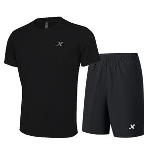 
Xtep Men's Sports Short Sleeve Suit Official Authentic Summer New Quick-Drying Breathable May Day Travel Wear Running Clothes