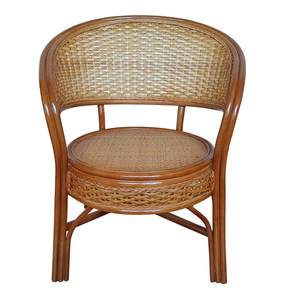 
Wicker chair single backrest chair elderly chair woven round chair leisure chair balcony chair natural real rattan chair mahjong chair