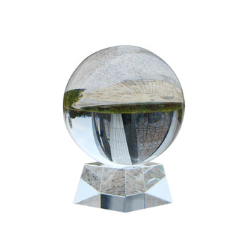 White crystal ball ornaments living room desk glass