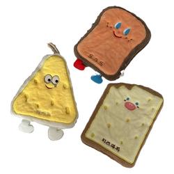 Korean Style Cheese Toast Cute Cartoon Hand Towel For Kitchen And Bathroom Hanging Quick-drying Rag Coral Velvet Thickened Towel
