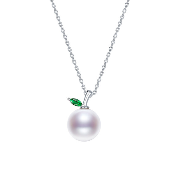 
Jingrun Pearl Ye Yu Necklace 925 Silver Freshwater Pearl Hanging Chain 9-10mm White Round Holiday Gift Women D