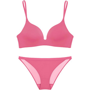 Miss Curious Foundation Seamless Underwear Women's Push Up Small Breasts Show Bigger Wireless Anti-Sagging Bra Set Summer