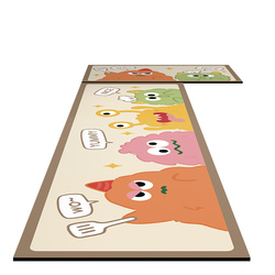 Cartoon Monster Kitchen Floor Mat, Diatom Mud, No-wash, Wipeable, Water-absorbent, Anti-slip Door Mat, Non-slip, Anti-oil, Cuttable Foot Mat