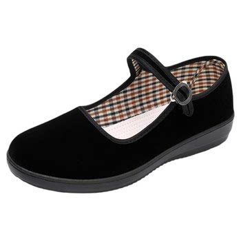 Old Beijing cloth shoes flat soft sole black mom shoes
