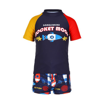 Sanqi children's swimsuit boy split short-sleeved small and medium-sized children's fashion baby boy 2025 summer new sun protection swimsuit