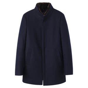 
Big brand men's wool woolen coat down jacket stand collar mink wool collar removable down liner white duck velvet